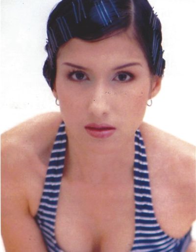 Front Montgomery Tv pool stripe swim suit